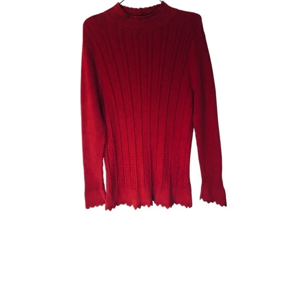 JEANNE PIERRE Red Medium Thick Sweater Long Sleeves Previously Owned